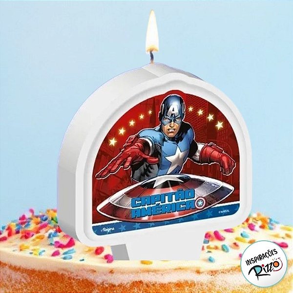 Vela Plana Adesivada - Capitão América - 1 unidade - Disney Original - Rizzo
