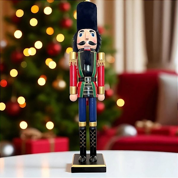 Soldado de Chumbo de Madeira Grande - 12x60x12cm - Vermelho e Azul - 1 unidade - Rizzo