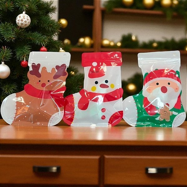 Saco Plástico Zip Lock Hermético - Natal - 18x22cm - 8 unidades - Artlille - Rizzo