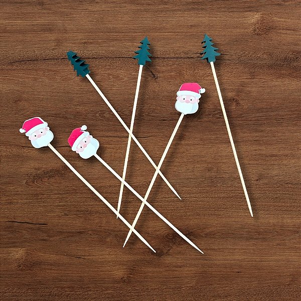 Pick Decorativo de Natal - Natal e Pinheiro - 13,5cm - 20 unidades - Artlille - Rizzo