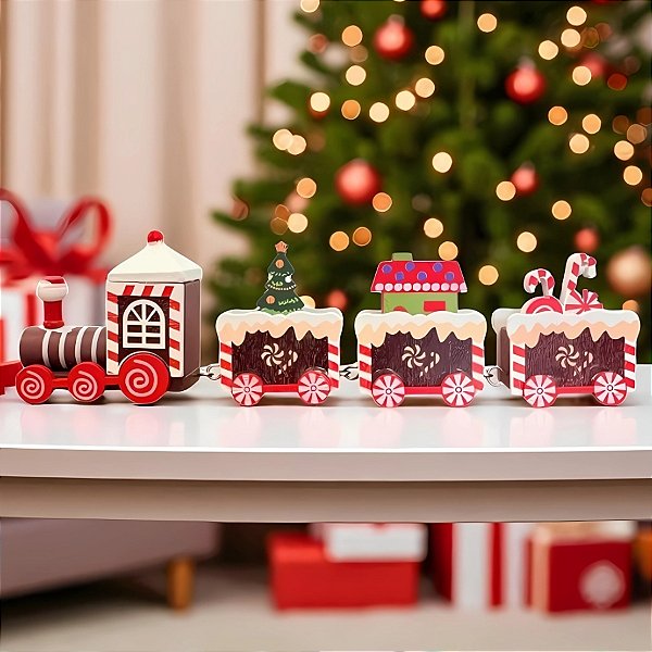 Enfeite de Madeira de Natal Trem - Doce - 19,5cm - 1 unidade - Artlille - Rizzo