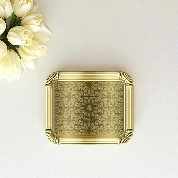 Bandeja Laminada Número 4 Ouro - 26x32,5cm  - 1 unidade - Regina - Rizzo