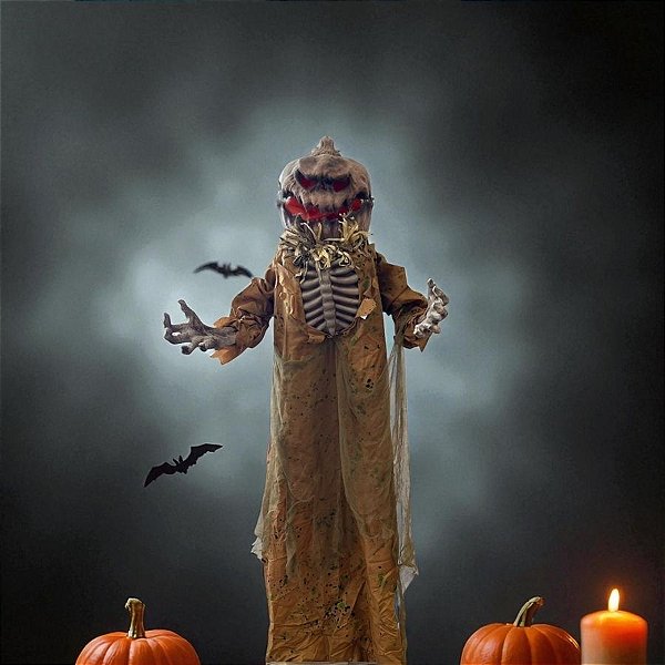 Enfeite Decorativo De Halloween Com Som e Movimento - Abóbora Jack  - 1,70m - 1 unidade - Rizzo
