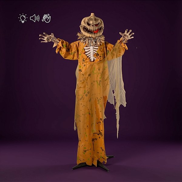 Enfeite Decorativo de Halloween com Luz, Som e Movimento - Abóbora Jack  - 1,70m - 1 unidade - Rizzo