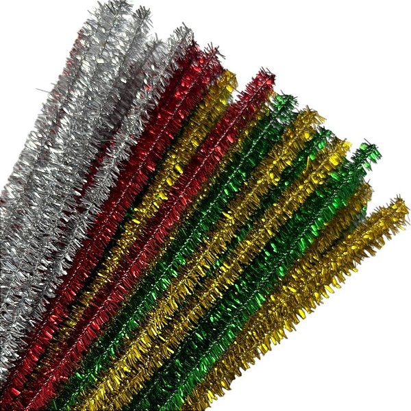 Haste de Chenille 30cm - Sortido Metalizado - 100 unidades - Art Montagem - Rizzo