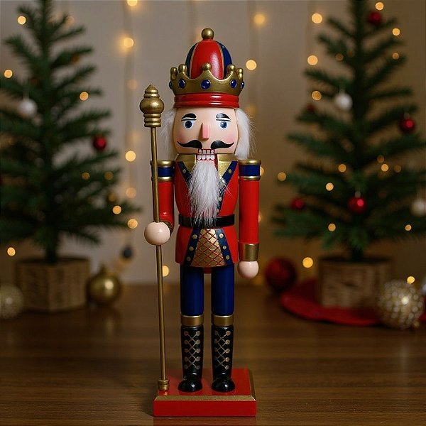Soldado de Chumbo de Madeira com Mastro - 7,5x30x7,5cm - Vermelho e Azul  - 1 unidade - Artlille  - Rizzo