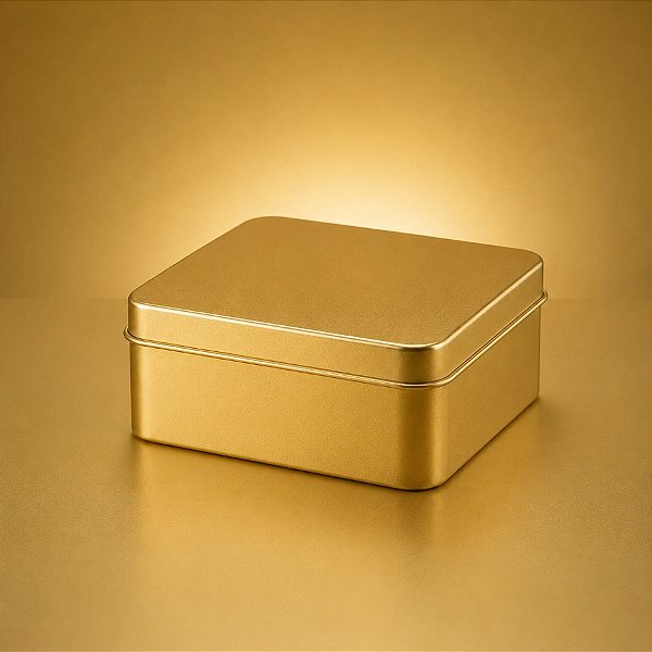 Lata de Metal Quadrada - Dourado - 11,5x11,5x5cm - 1 unidade - Rizzo