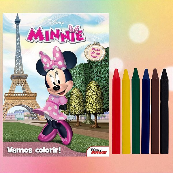 Kit Para Colorir Livro e Giz - Minnie Mouse - 1 unidade - Disney Original - Rizzo