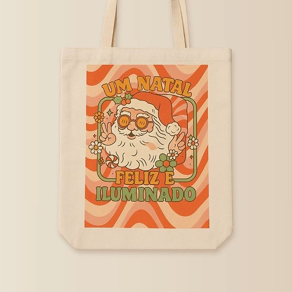 Sacola de Algodão Ecobag - Papai Noel Hippie - 30x40cm - 1 unidade - Rizzo