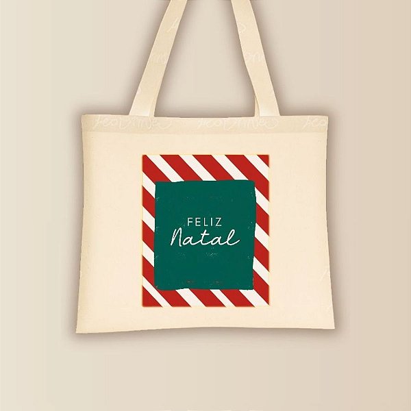 Sacola de Algodão Ecobag - Natal Listras - 40x33cm - 1 unidade - Rizzo