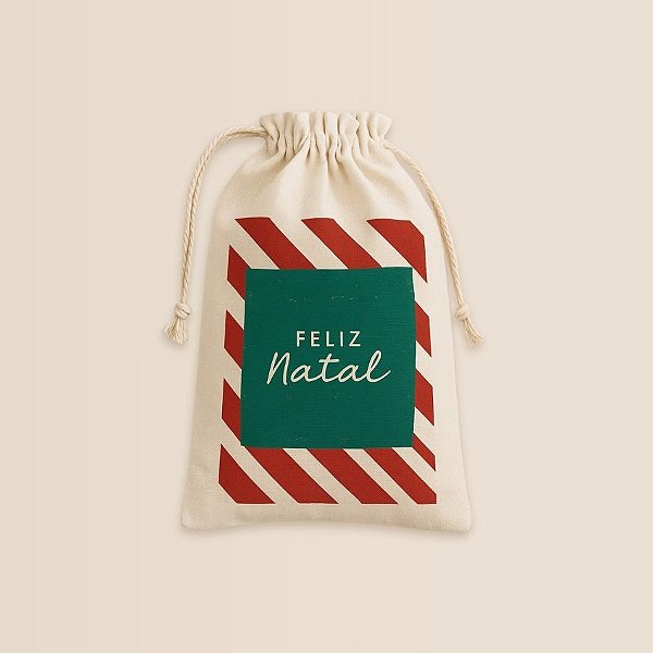 Saco de Algodão - Natal Listras - P - 9x13cm - 1 unidade - Rizzo