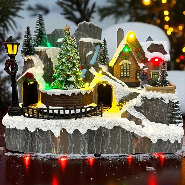 Cenário De Natal - Vila Natalina com Som e Luz - 42x27,5x26,5cm - 1 unidade - Rizzo