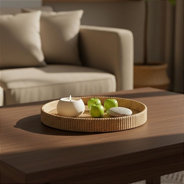 Bandeja Rústica de Ratan Trançado - 25x25x3cm - 1 unidade - Rizzo