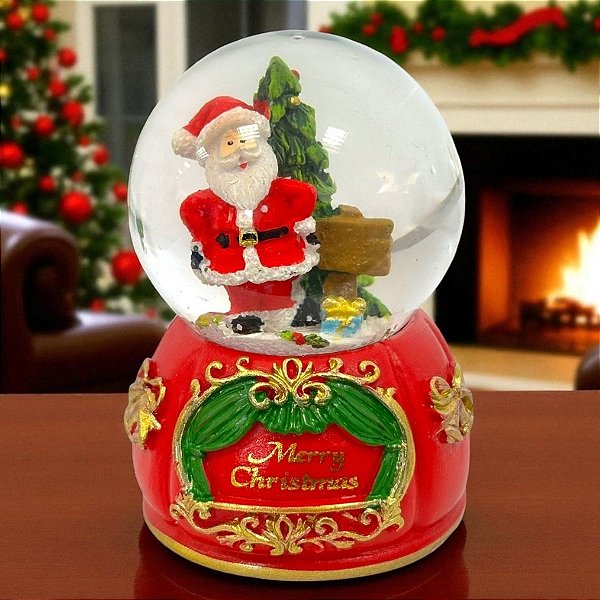 Enfeite Decorativo de Natal - Globo de Neve com Papai Noel e Árvore - 4,5x7cm - 1 unidade - Rizzo