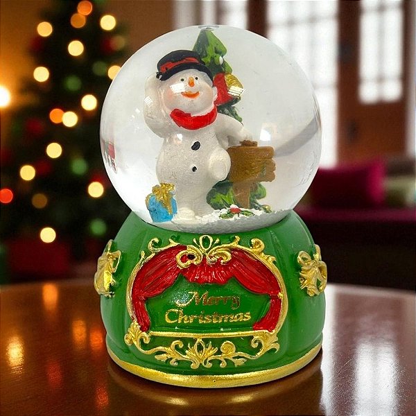 Enfeite Decorativo de Natal - Globo de Neve com Boneco de Neve e Árvore - 4,5x7cm - 1 unidade - Rizzo