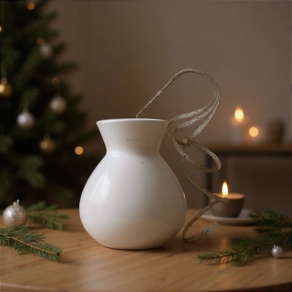 Galho Decorativo de Natal - Espiral Branca Com Glitter - 35cm - 1 unidade - Cromus - Rizzo