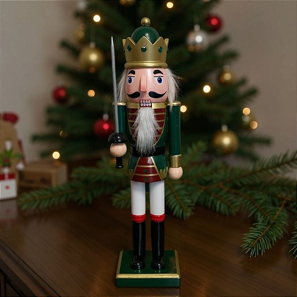 Soldado de Chumbo de Madeira com Espada - 38cm - Vermelho e Verde - 1 unidade - Artlille - Rizzo