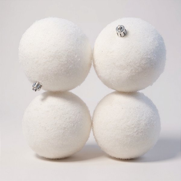 Bolas de Natal - Branca com Textura - 10cm - 4 unidades - Cromus - Rizzo