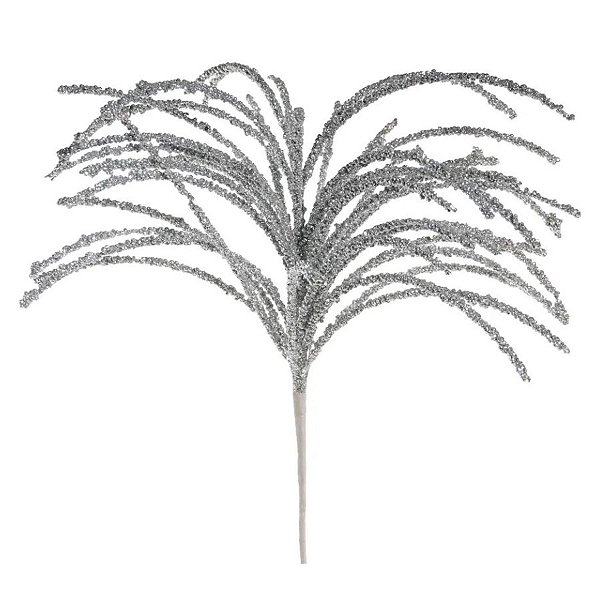 Galho Decorativo de Natal - Espiral Prata Com Glitter - 43,5x33x33cm - 1 unidade - Cromus - Rizzo