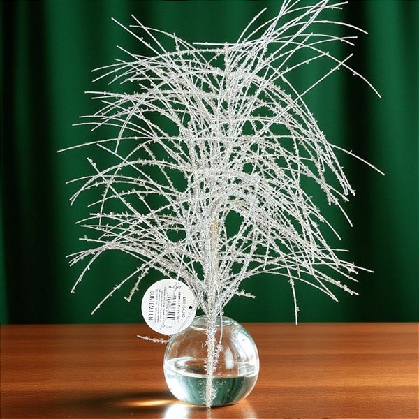 Galho Decorativo de Natal - Espiral Branco Com Glitter - 86x31x19cm - 1 unidade - Cromus - Rizzo