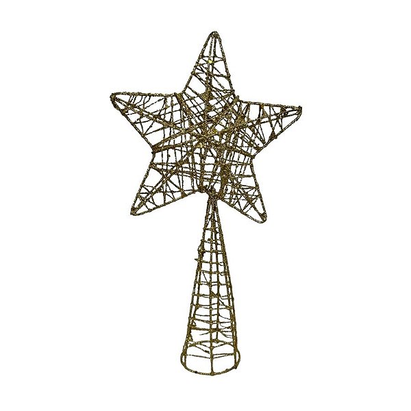Topo Estrela para Árvore de Natal Plástico - Ouro - 24x14x5cm - 1 unidade - Cromus - Rizzo