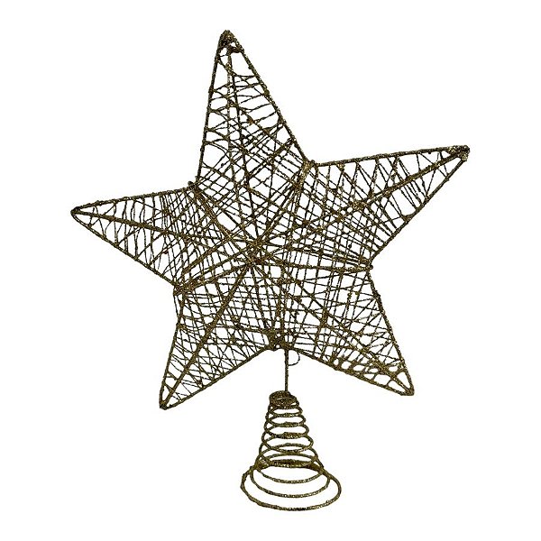 Topo Estrela para Árvore de Natal Plástico - Ouro - 27x23x5,5cm - 1 unidade - Cromus - Rizzo