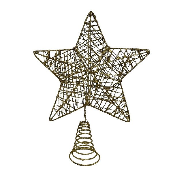 Topo Estrela para Árvore de Natal Plástico - Ouro - 24x19,5x5cm - 1 unidade - Cromus - Rizzo