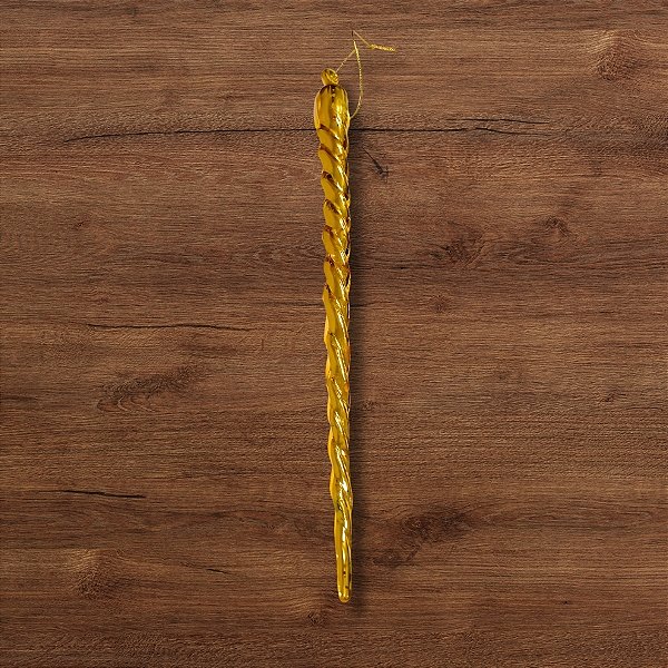 Enfeite Decorativo Para Pendurar de Natal - Estalactite Espiral Ouro - 28,5x2x2cm - 1 unidade - Cromus - Rizzo