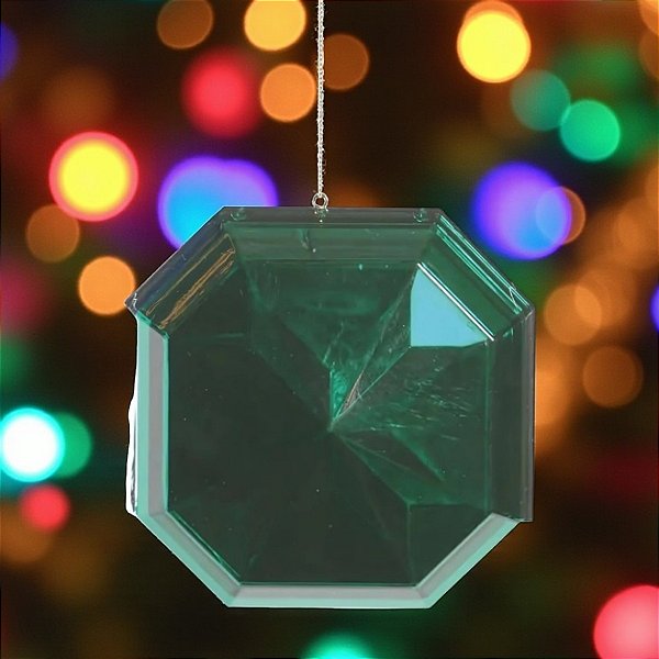 Enfeite Decorativo Para Pendurar de Natal - Joia Quadrada Verde Escuro - 10x10x5,5cm - 1 unidade - Cromus - Rizzo