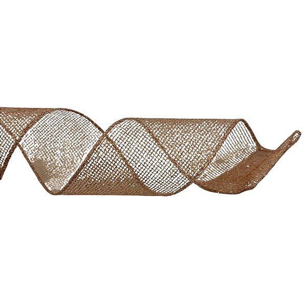 Fita Aramada Decorativa de Natal - Ouro Rosê Vazado - 6,3cmx9,14m - 1 unidade - Cromus - Rizzo