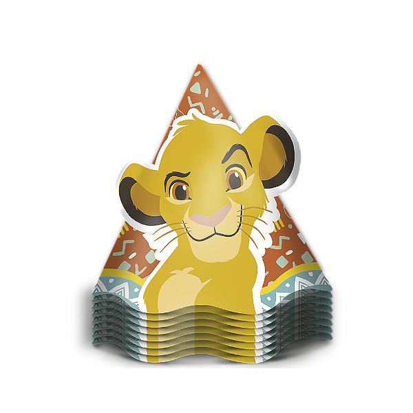 Chapéu Festa Rei Leão - 12 unidades - Disney Original -  Festas