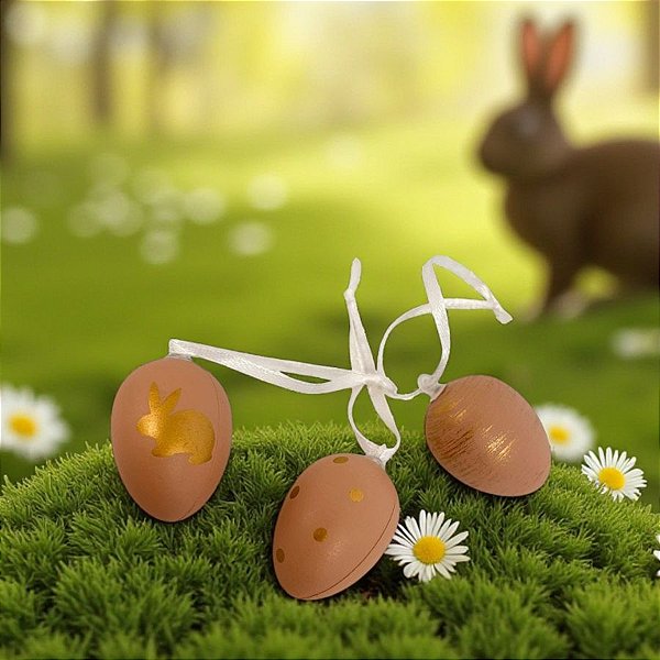 Saco de Ovos de Codorna para Pendurar Sortidos - Marrom Claro  - 9 unidades - Cromus - Rizzo