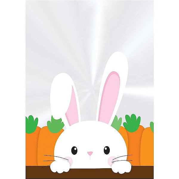 Saco Transparente Decorado - 11x19,5cm - Coelho Adoleta - 50 unidades - Cromus Páscoa - Rizzo