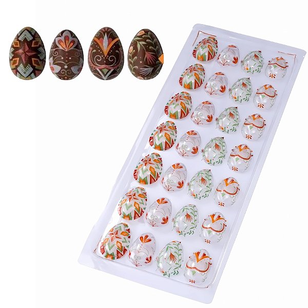 Blister Decorado com Transfer para Chocolate - Páscoa Ovinho 24 cavidades - BLP0136 - 1 unidade - Stalden - Rizzo