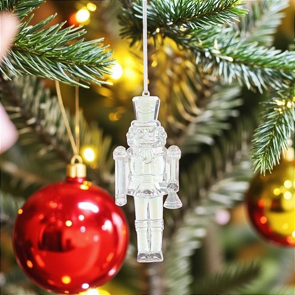 Enfeite Decorativo Para Pendurar de Natal - Soldado de Chumbo Cristal - 12x5cm - 1 unidade - Cromus - Rizzo