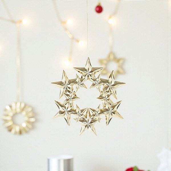 Enfeite Decorativo Para Pendurar de Natal - Guirlanda Ouro - 12x12cm - 1 unidade - Cromus - Rizzo