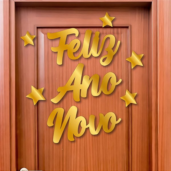 Painel Decorativo - Feliz Ano Novo - Dourado - 30x15cm - 1 unidade - Regina - Rizzo
