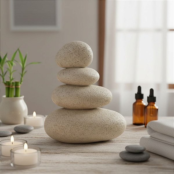 Escultura Pedra Empilhada em Poliresina - 17,5x14x10cm - 1 unidade - Rizzo