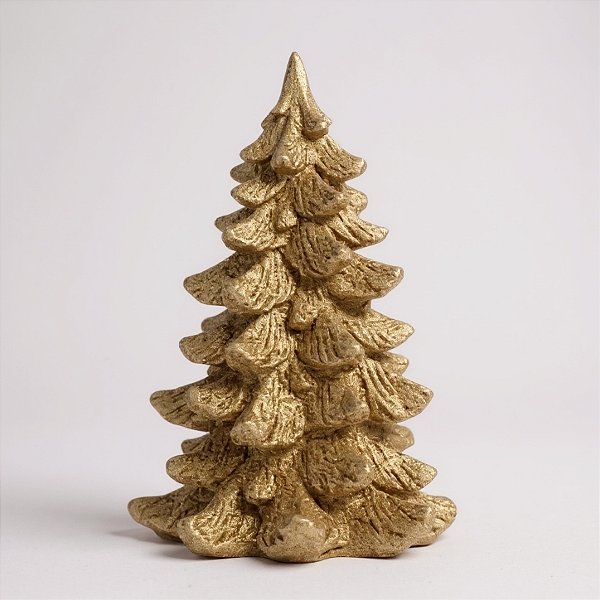 Enfeite Decorativo de Natal - Pinheiro de Ouro com Glitter - 26x16x16cm - 1 unidade - Cromus - Rizzo