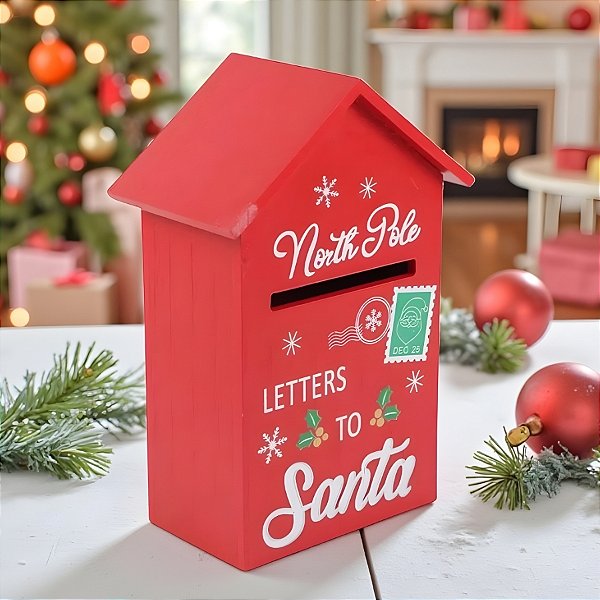 Enfeite Decorativo de Natal - Caixa de Correio Grande Vermelha - 24x16x10cm - 1 unidade - Cromus - Rizzo