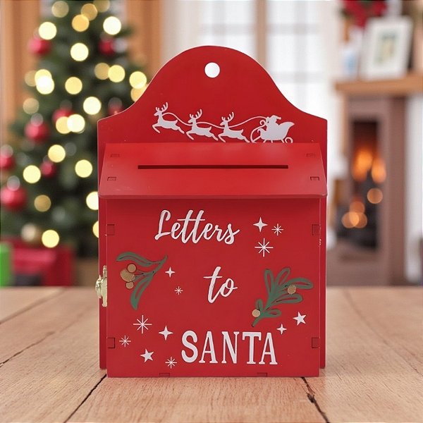 Enfeite Decorativo de Natal - Caixa de Correio Vermelha com Fecho - 20,5x14,5x8cm - 1 unidade - Cromus - Rizzo