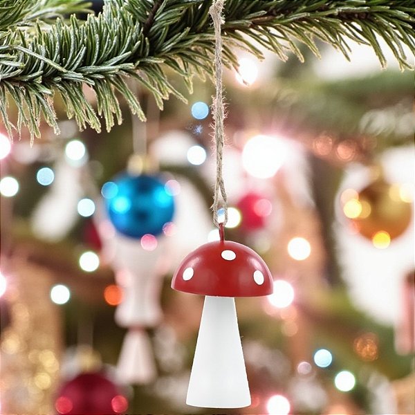Enfeite Para Pendurar De Natal - Cogumelo Vermelho - 8x4,5x2,5cm - 1 unidade - Cromus - Rizzo