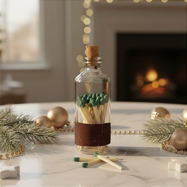 Pote De Vidro Com Fósforo Verde - 7,5x2,5cm - 1 unidade - Rizzo