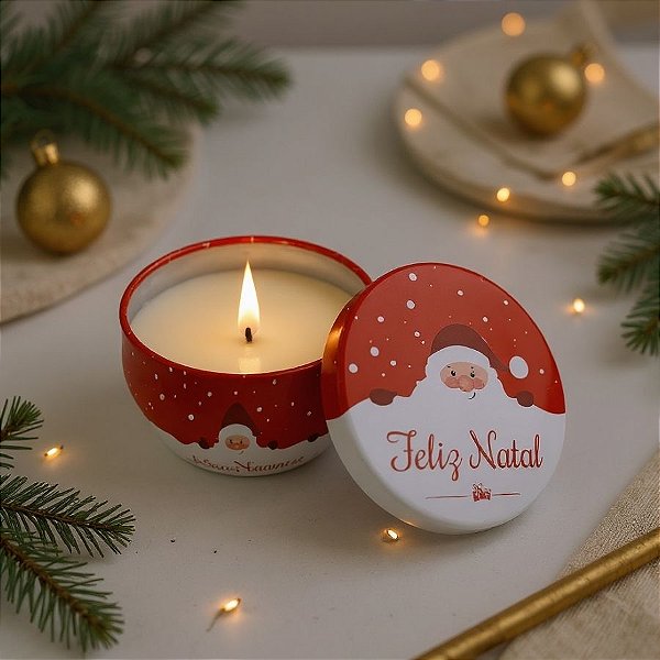 Vela Aromática De Natal - Lata Metálica Feliz Natal - 70g  - 1 unidade - Rizzo