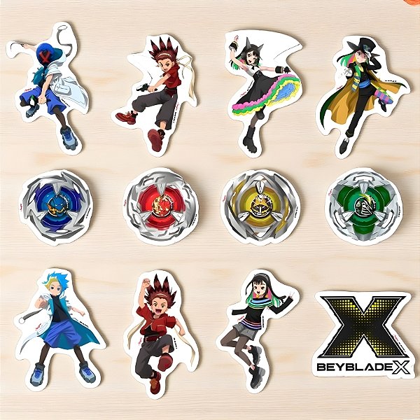 Mini Personagens Decorativos - Beyblade X - 9,5x7,5cm - 12 unidades - Regina - Rizzo