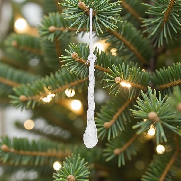 Enfeite Para Pendurar de Natal - Gota com Gliteer Cristal - 16x2,5x2,5cm  - 1 unidade - Cromus - Rizzo