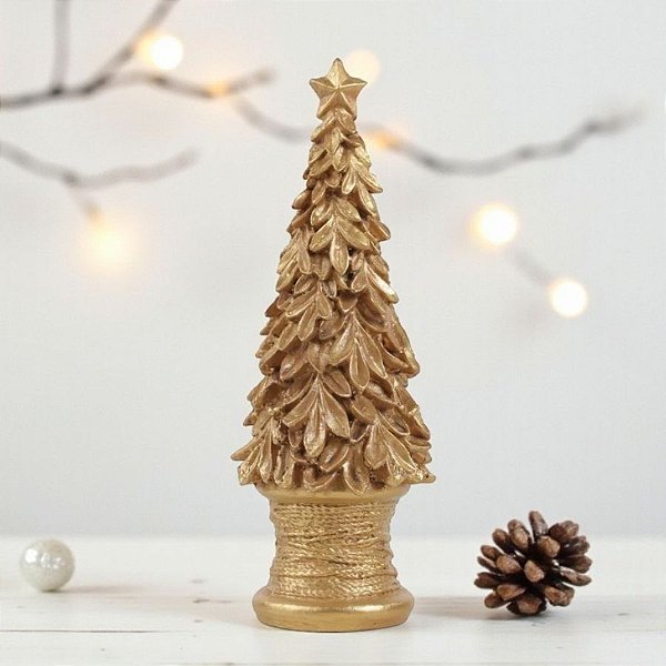 Enfeite de Natal em Resina - Árvore Marrom - 20x7x7cm  - 1 unidade - Cromus - Rizzo