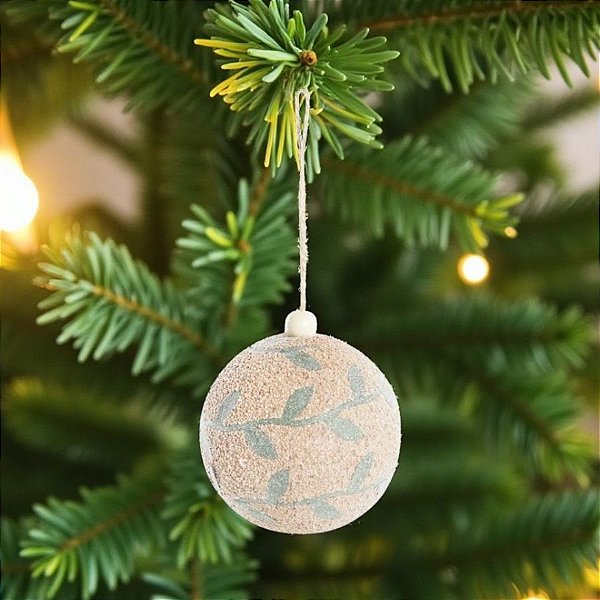 Bolas de Natal -Texturizada Folha Verde e Marrom - 8x8cm  - 6 unidades - Cromus - Rizzo