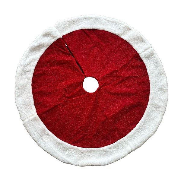 Saia para Árvore de Natal Redonda - Vermelha com Borda Branca - 90cm - 1 unidade - Cromus - Rizzo