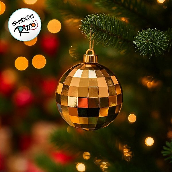 Bolas de Natal - Globo Disco Espelhado Ouro - 10x10cm  - 4 unidades - Cromus - Rizzo